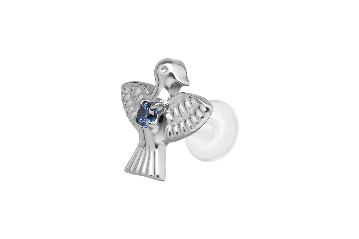 PTFE Labret Piercing mit Innengewinde + Titan-Aufsatz TAUBE
